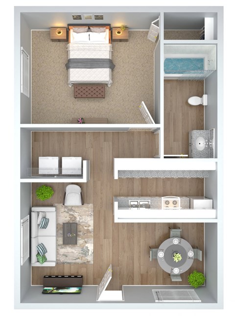 a floor plan of a bedroom with a bathroom and a living room
